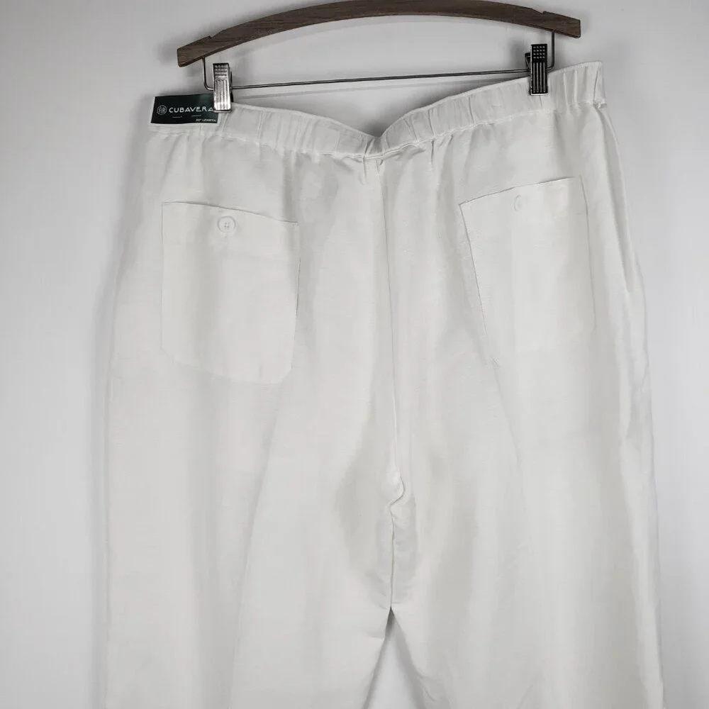 Cubavera Linen Blend Pants White Drawstring Casual NWT Mens Size XXL